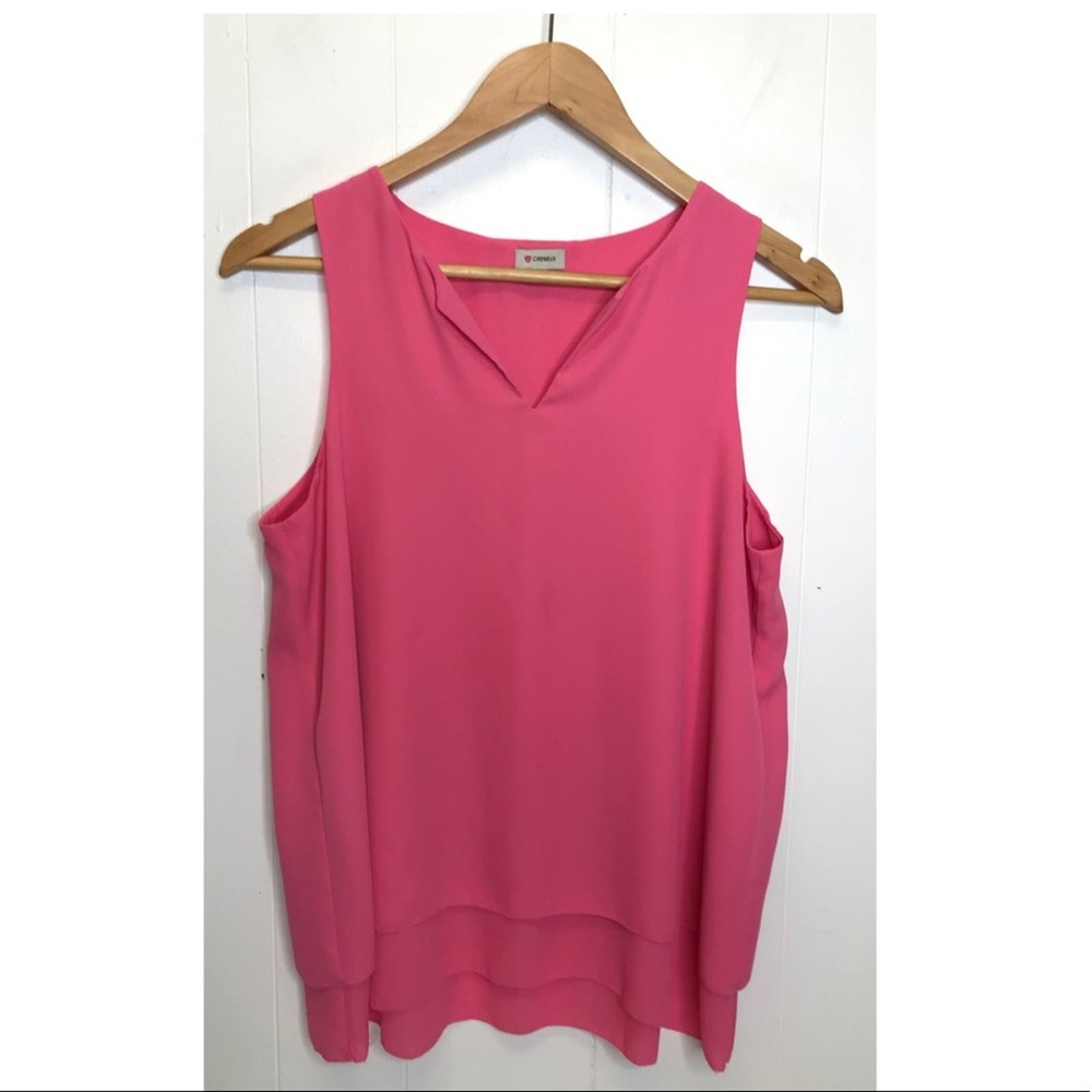 Cremieux | Designer Tiered Pink Sleeveless Blouse layered •